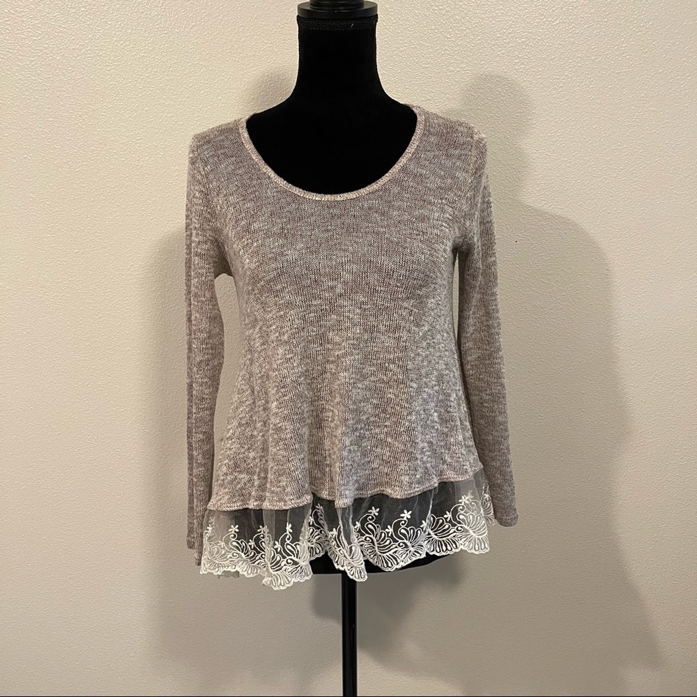 Blu Planet Sweater Pullover Lace Underlay Size XL